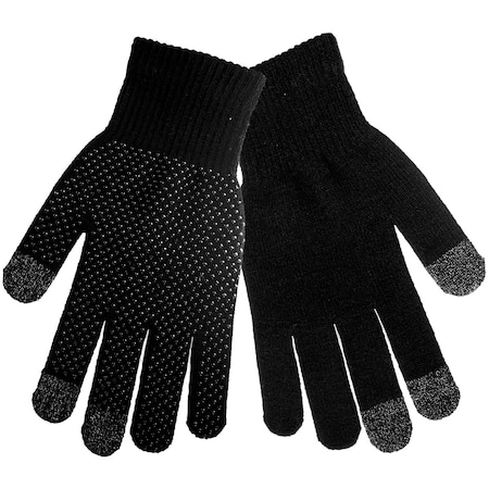 Global Glove IP3DB Touch Screen Responsive, Silicone Dotted Palm, Knitted Gloves, Large, 12PK IP3DB-09