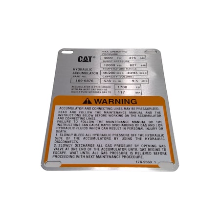 Caterpillar PLATE-WARNIN, CATERPILLAR OEM 1789560 1789560