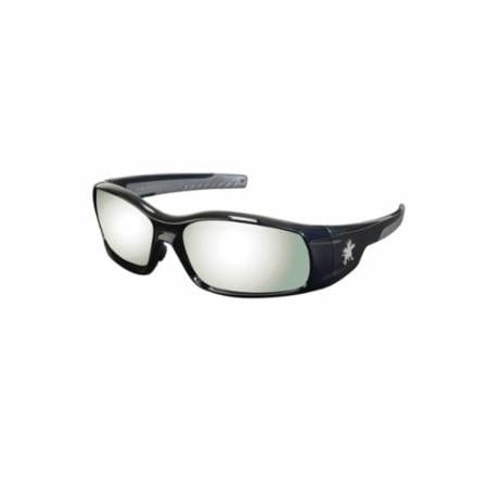 Mcr Safety Swagger Safety Glasses, Silver Mirror Lens, Duramass Hard Coat, Black Frame 135-SR117