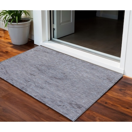 Homeroots 3' X 5' Blue And Gray Floral Washable Indoor Outdoor Area Rug 604210