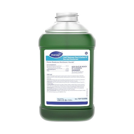 Diversey Cleaner and Disinfectant, Liquid, PK2 101105998