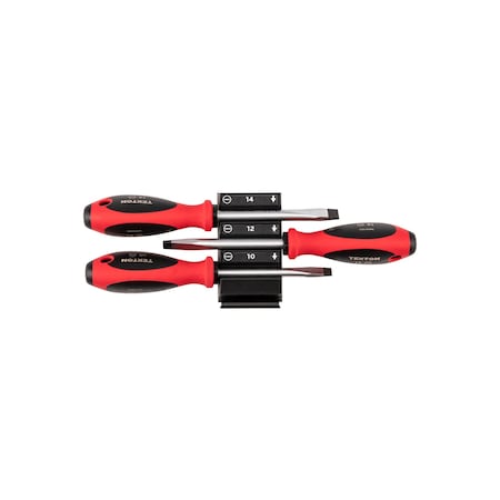 Tekton Slotted Screwdriver Set with Modular Organizers - 4 Inch Shanks, 3-Piece (10 - 14 mm) DWS90102