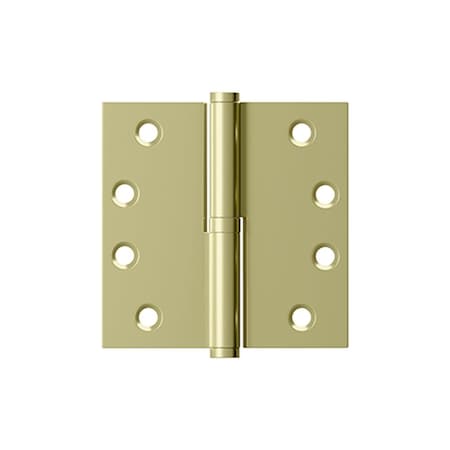 Deltana Right Hand 4in x 4in Square Lift-Off Hinge Unlacquered Brass Finish DSBLO43UNLRH
