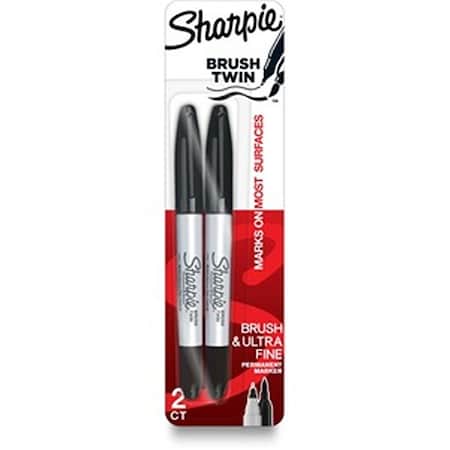 Sharpe Manufacturing Sharpie  Brush Twin Permanent Black Permanent Marker, 2PK SAN2152698