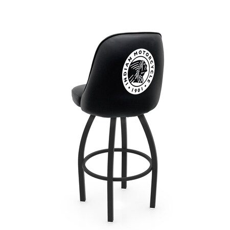 Holland Bar Stool Co Logo Grizzly Indian Motorcycle 30 in. Swivel Bar Stool with Black Wrinkle Finish L048