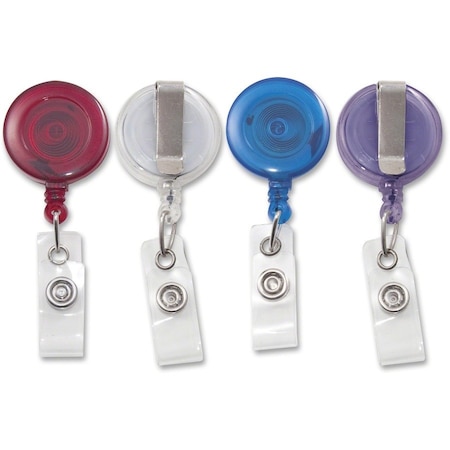 Advantus Retracting ID Card Reel with Belt Clip - Translucent Assorted - 4 / Pack 75464