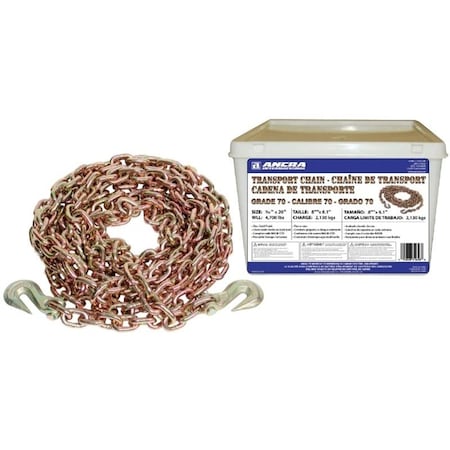 Ancra ANCRA 45881-10-20-SP Transport Chain Assembly with Clevis Hook, 4700 lb Working Load Limit, 5/16 in 45881-10-20-SP