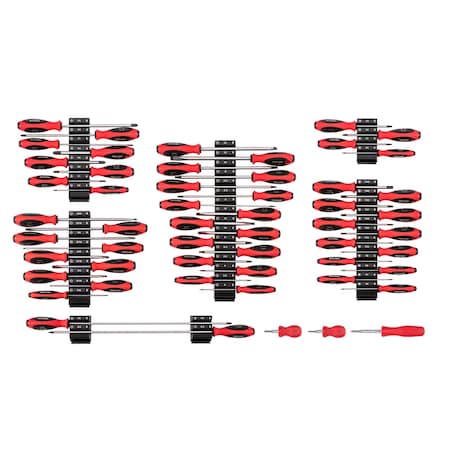 Tekton 54pc Phillips, Slotted, Torx, Square Screwdriver Set with Modular Organizers - 4, 8, 18 Inch Shanks DWZ90120