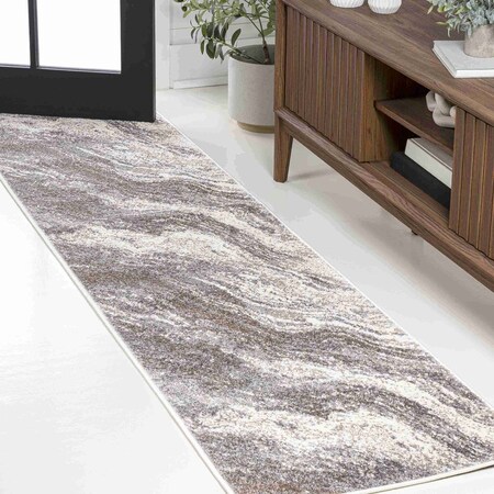 Jonathan Y Kassia Contemporary Glam Abstract Marble Brown/Gray 2 ft. x 8 ft. Runner Rug SEU300C-28