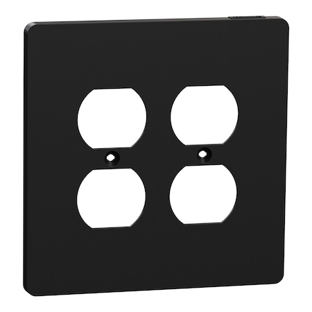 Square D Cover Frame, X Series, for 2 Duplex Sock, Number of Gangs: 2 Plastic, Matte Finish, Black SQWS422012BK