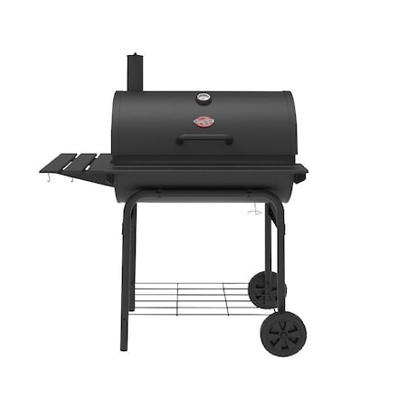 Char-Griller Pro Deluxe Charcoal Grill, 850 sq-in Primary Cooking Surface, Black, Side Shelf Included: Yes E2827