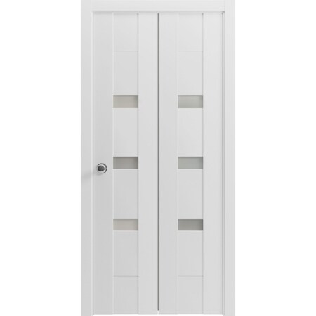 Vdomdoors Sliding Closet Bi-fold Doors White Solid Core Modern Interior SETE6900BF-WS-48 x 80 (2* 24x80)