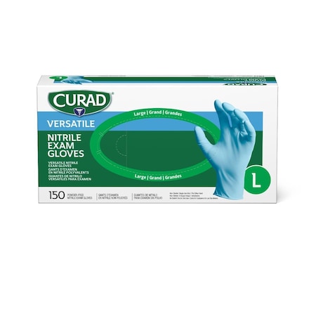 Medline CURAD Textured Nitrile Exam Gloves, Size L, 1500PK CUR9316
