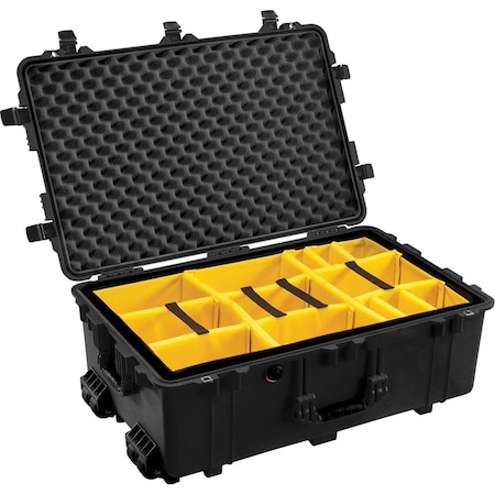 Pelican Black Padded Divider Case, 22-1/16"L x 17-15/16"W x 10-7/16"D 015600-0040-110