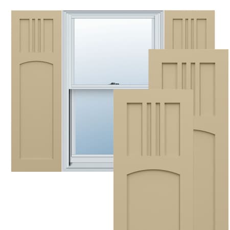 Ekena Millwork True Fit PVC San Miguel Mission Style Fixed Mount Shutters, Natural Twine, 15W x 30H, PR TFP001SM15X030NT