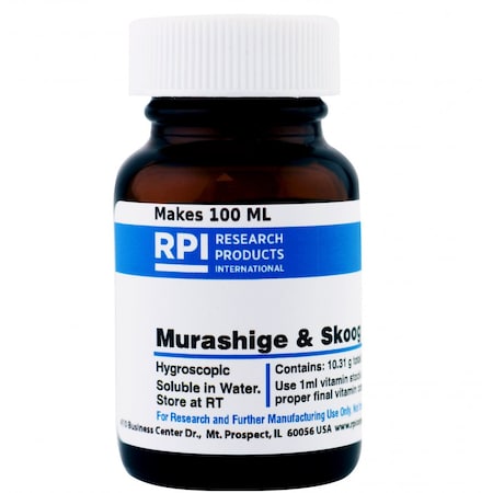 Rpi Murashige and Skoog Vitamin Mixture, 10.31 Grams of Powder, Makes 100 Milliliters of Solution M70100-0.1