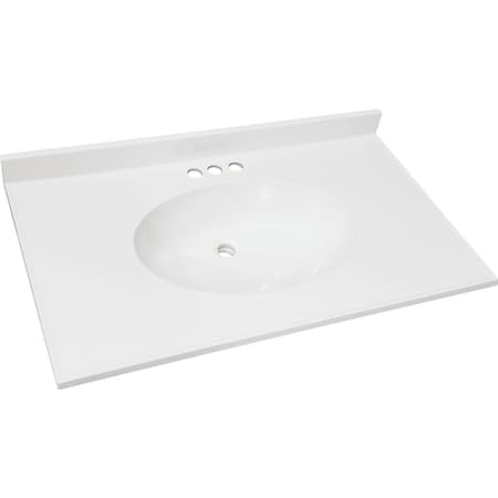 Craftmark 31''x19'' Cultured Marble Solid High Gloss Wht Vanity Top with Round Bowl OB3119330