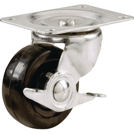 Shepherd Hardware Swivel Caster, 2 in Dia Wheel, 7/8 in W Wheel, Rubber Wheel, 90 lb 9509
