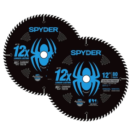 Spyder 2-Piece 12-Inch 40-Tooth and 80-Tooth General Purpose and Ultra Fine Finish Saw Blade Set for Wood 13113