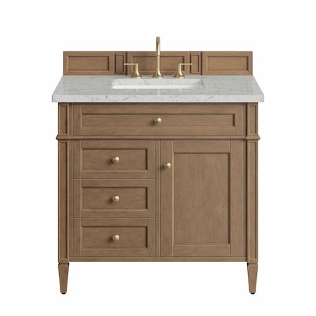James Martin Vanities Brittany 36" Single Vanity, Pecan w/ 3 CM Eternal Jasmine Pearl Silestone Top 655-V36-PCN-3EJP