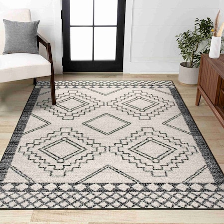 Jonathan Y Amir Moroccan Beni Souk Cream/Black 9 ft. x 12 ft. Area Rug MOH200A-9