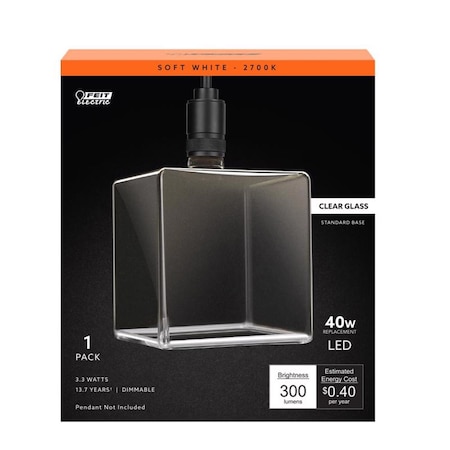 Feit Electric Feit Square E26 (Medium) Filament LED Bulb Soft White 40 Watt Equivalence 1 pk CUBECL927CAWFIL