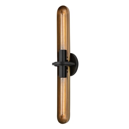 Troy Lighting Tuscon 2 Light Wall Sconce 5 In. Patina Brass B8626-PBR/SBK