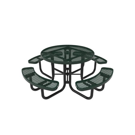 Mytcoat 46in Round Portable Outdoor Table, Green, Seats 8, Expanded Metal, Textured Coating 804107