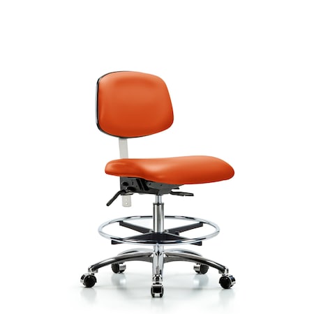 Blue Ridge Ergonomics Med Bench Chair, Vinyl, CF, Cast, Org, CL100, No Arms, 22" to 29" Height, Orange Kist BR-NCR-VMBCH-CR-T0-A0-CF-CC-8613