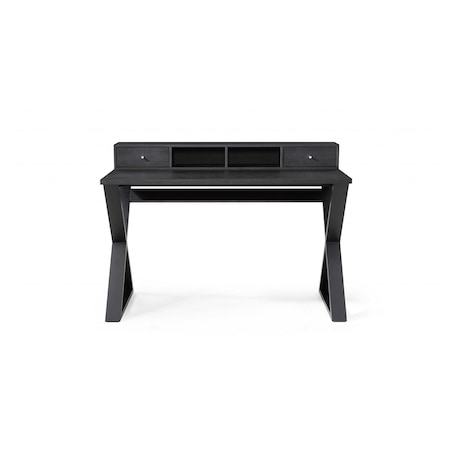 Homeroots 51" Black Solid Wood Writing Desk With Two Drawers 372198