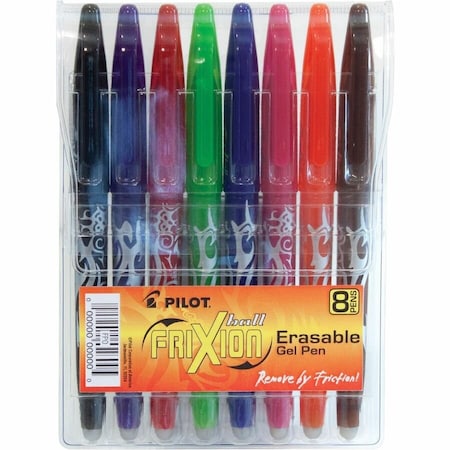 Pilot FriXion Ball Erasable Gel Pen, Fine, 0.7mm, Assorted Ink, 8/Pack 31569