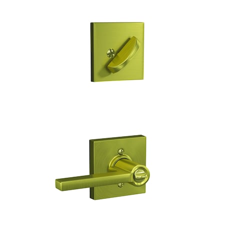 Schlage Residential Latitude Lever with Collins Rose Interior Active Trim with 12326 Latch and 10269 Strikes Satin F59LAT608COL