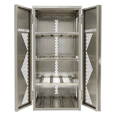 Securall 8 Cylinder Vertical Aluminum LP & Oxygen Gas Storage Cabinet, 20 or 33 Lb, Standard Door LP8S-VERTICAL