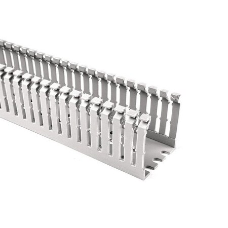Hellerman Tyton High-Density Slotted Wall Wiring Duct, 3 x 3", 6 ft Sections, Non-Adhesive, PVC, Gray, 60ft/ctn, 60PK 184-33002