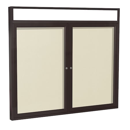 Ghent 2 Door Enclosed Vinyl Bulletin Board, Headliner Frame, Bronze Aluminum, 4'H x 5'W, Ivory PBVX7-185
