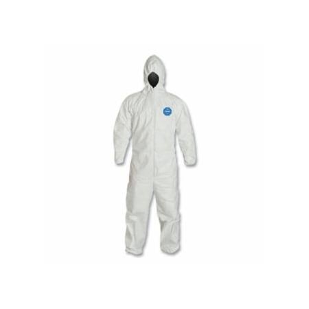 Dupont Tyvek 400 Coveralls, Serged Seams, Attached Hood, Elas Waist, Elas Wrists/Ankles, Front Zip, 25PK 251-TY127S-3XL