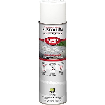 Rust-Oleum Inverted Marking Chalk Aerosol, 17 oz, White, Water-Based 205237