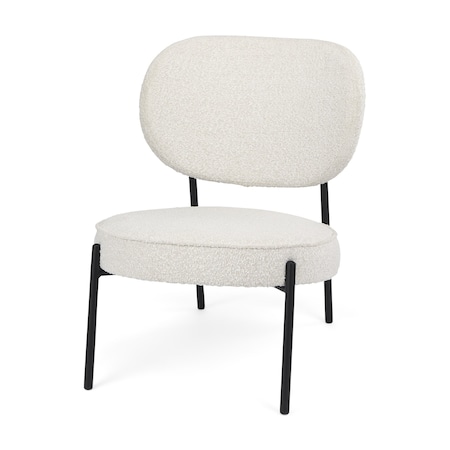 Homeroots 21" Cream and Black Boucle and Metal Lounge Chair 606003