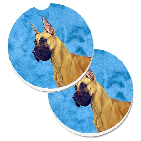 Carolines Treasures Blue Great Dane Set of 2 Cup Holder Car Coaster LH9355BUCARC