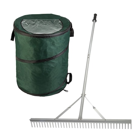 Pure Garden 36IN Leaf Rake and 46 Gallon Yard Bag Set for Lawn and Garden Cleanup Tasks 50-LG1461-118
