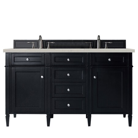 James Martin Vanities Brittany 60" Double Vanity, Black Onyx, w/ 3 CM Siberian Silestone Top 650-V60D-BKO-3SFR