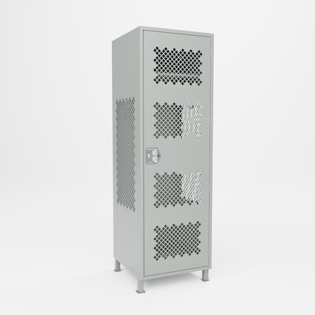 Pucel Athletic Gear Locker, 24 in W x 72 in H x 24 in D, Perforated Door, 4 in Legs, Gray GL-2472-24-DL