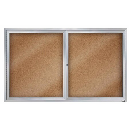 Aarco Enclosed Natural Pebble Grain Cork Bulletin Board w/ Clear Satin Anodized Al Frame, 36''Hx60''W DCC3660R