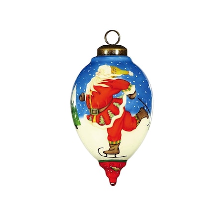 Homeroots Ice Skating Santa Hand Painted Mouth Blown Glass Ornament 477469