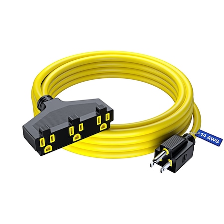 Maximm 15ft 14AWG SJTW 3-Outlet Extension Cord, Yellow 3OUT-EXT-YL-15FT