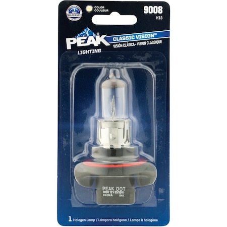 Peak Classic Vision 9008 H13 12.8V Halogen Automotive Bulb 9008-BPP