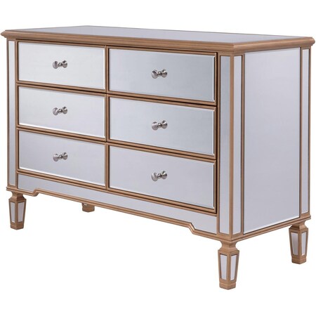 Elegant Decor 6 Drawer Dresser Gold Paint - Hand Rubbed, Antique Gold - 48 x 18 x 32 in. MF6-1117G