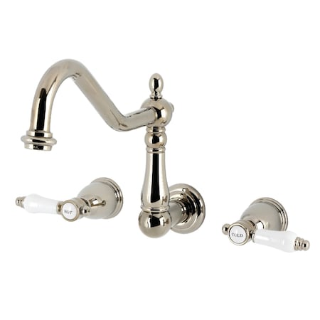Kingston Brass Two-Handle Wall Mount Kitchen Faucet, Polished Nickel KS1286BPL
