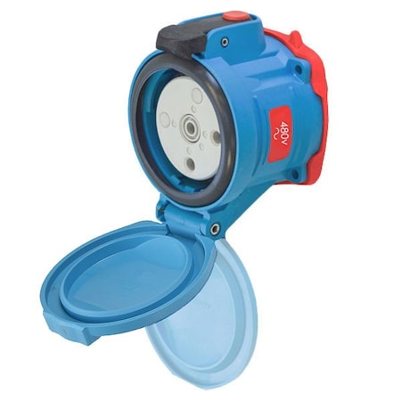 Meltric DSN30 RECEPTACLE POLY BLUE SIZE 2 TYPE 4X IP 69 2P+G 30 A 480 VAC 60 Hz NO AUX 63-34042