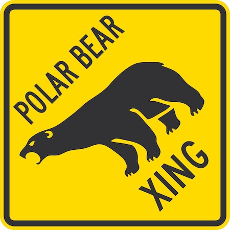 Lyle Polar Bear Xing with Symbol, 24x24, Diamond Grade, Yellow G-12335-DG_24x24